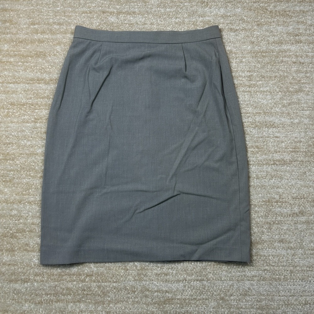 Briggs NY Womens Gray Stretch Pencil Skirt 8 Lined Professional Knee Length